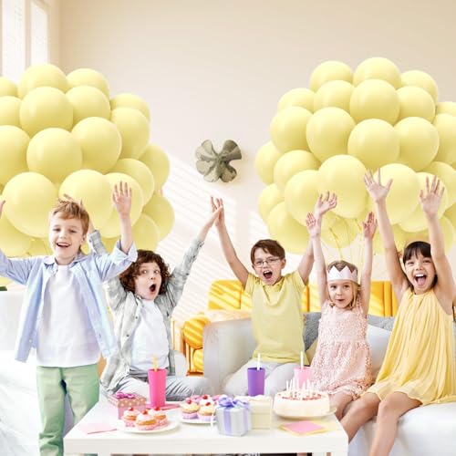 Image of Pastel Yellow balloons 12 inch, Light Yellow Latex 50pcs Party Balloons | Gender Reveal, Baby Shower, Birthday Party Decorations