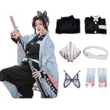 Meaniny,Anime Womens  Cosplay Costumes Kochou Shinobu Suit Full Set Halloween Party Outfit (Kochou S