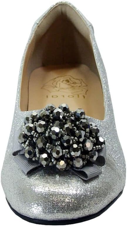 Floral Caroline Women's Wide Width Slip-on Dress Flats with Bow
