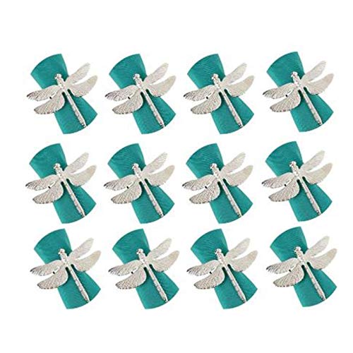 Hopbucan 12 Pcs Dragonfly Napkin Rings, Zinc Alloy Napkin Buckle Silver Napkin Ring For Hotel Wedding Holiday Table Decoration - Image 4
