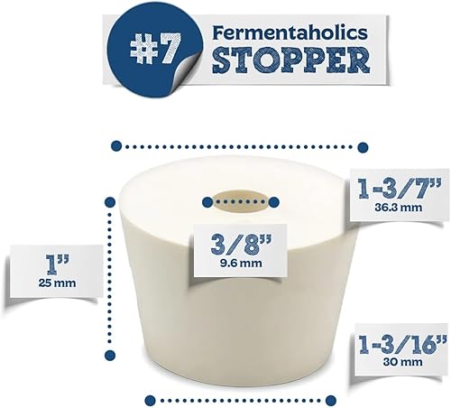 Miniatura 2 de Tapones de goma TPE de fermentación - Tapones perforados para esclusas de aire (#7 Tapón perforado, paquete de 4)