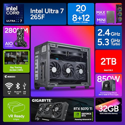 Image of Cooler Master NR2 Pro Gaming PC - Intel Ultra 7 265F, NVIDIA GeForce RTX 5070 Ti 16GB, 32GB DDR5 6000MHz, 2TB Gen4 M.2, Windows 11, V850 SFX Gold PSU, Compact Mini ITX Desktop PC