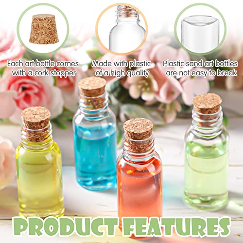Pack Of 50 Plastic Sand Art Bottles With Cork Stoppers Mini Vial Potion Bottles Perfume Cork Bottle With 10 Mini Funnels For Filling Bottles For Diy Craft, Essential Oil, Message, Party Favor (1 Oz) #TOP2