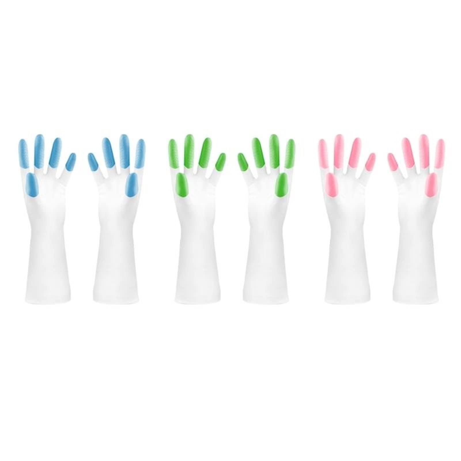 Guantes domésticos de lavado de caucho impermeable Washing Gloves Latex Gloves Kitchen(Roze)