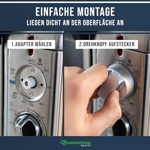 Drehknopf Herd Ø 43mm Knopf Knebel Herd Griff Schalter Herd mit 5 Adaptern Universal für Herd Ofen Backofen 2 Farben (Silber)