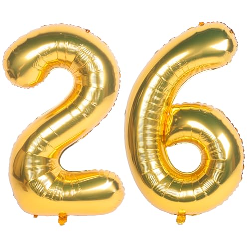Image of 40 Inch gold Number Balloons 26 Helium Foil Mylar Balloon | Birthday Party banquet Decoration 26
