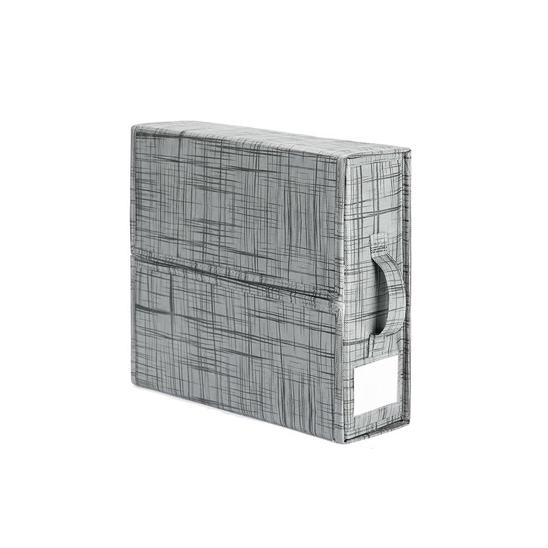 Xiao Hua Organizador de sábanas y almacenamiento, caja de almacenamiento plegable con ventana y etiqueta, carpeta organizadora de armario de lino para manta, juego de funda de edredón, juego de