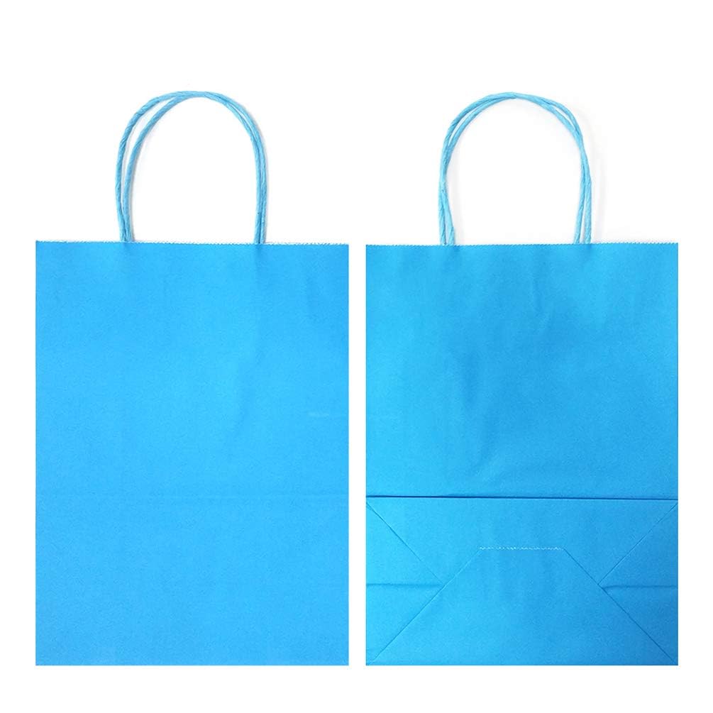 AZOWA Blue Gift Bags Large Kraft Paper Bags with Handles (33 x 26 x 12 CM, Blue, 25 Pcs), L (Pack of 25) - Image 4