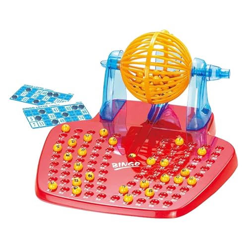 QUILSTM Juego De Lotería De Bingo Experiencia Llena De Diversión para Adultos Niños Fichas De Bingo Interactivas Familiares 90 Bolas Numeradas Y 48 Cartas
