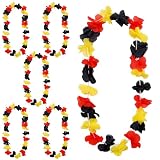 Guzeelu 6 Stück Deutschland Fanartikel Blumenkette, Deutschland Kette Schwarz Rot Gelb, Hawaii Kette für WM 2026, Fußballparty, Public Viewing, Fan Deko