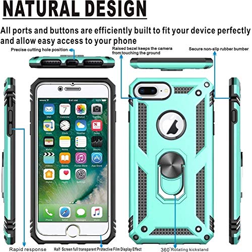 Coque iPhone 7 Plus silicone menthe抗震防摔带360度旋转金属指环支架 - 3
