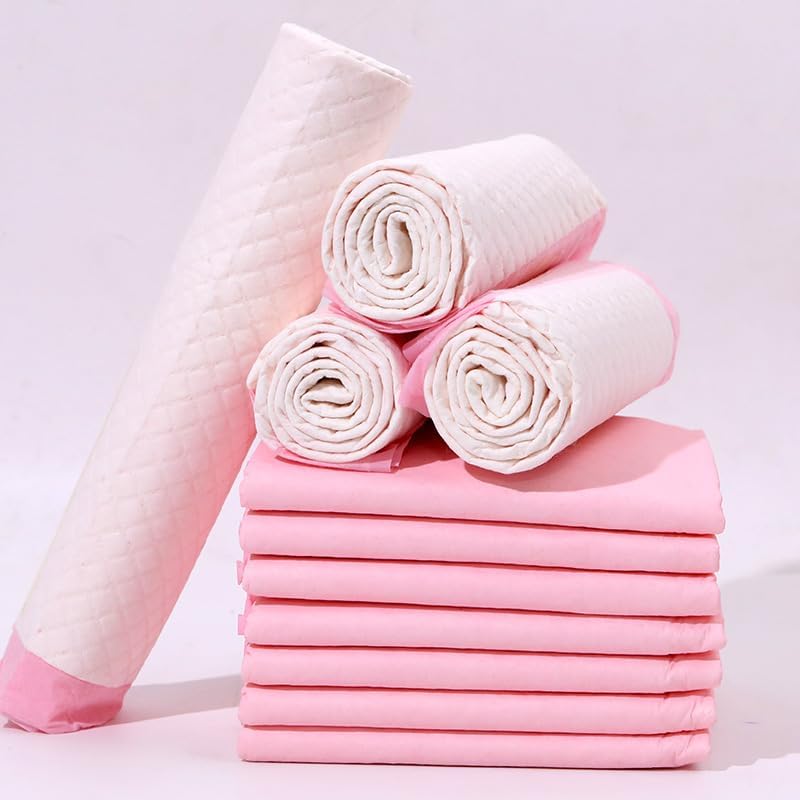 Training Pads for Dog and Puppy Pee Pads, with 5-Layer Leak-Proof Design and Quick-Dry Surface for Potty Training, Heavy Duty Absorbency, (Pink-M(45x60cm)-50counts)