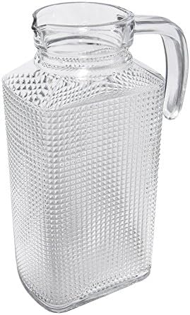 Circleware Frigo Textured Carafe Glass Drink Pitcher with Handle, New Fun Party Entertainment Home Kitchen Glassware for Water, Juice, Beer, Punch, Iced Tea, Cold Drinks & Gifts, 63.4 oz, Clear image 5