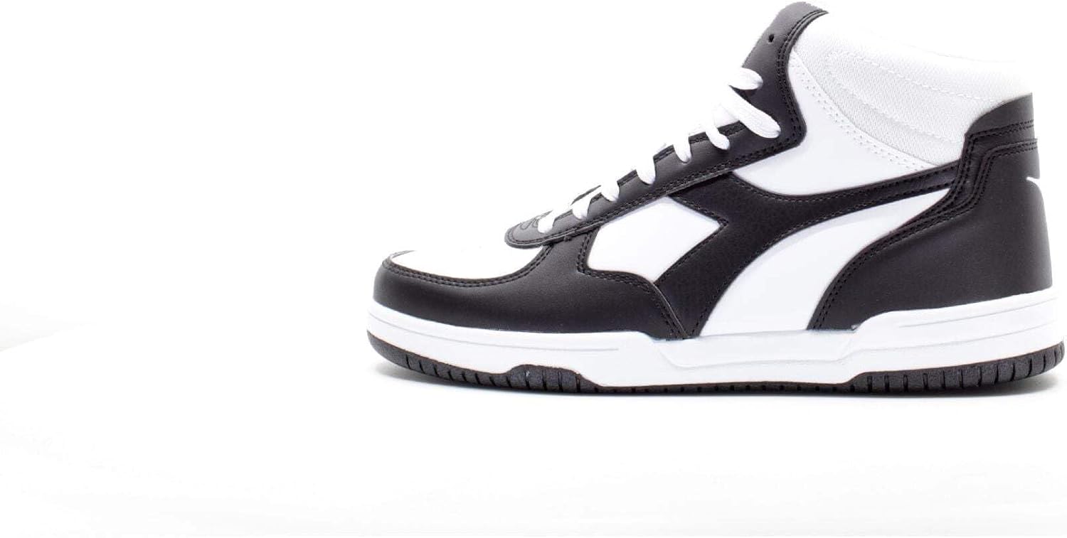 Diadora Raptor High SL Uomo - Scarpe Sportive Colore Black White White, Taglia 41 EU - copertina