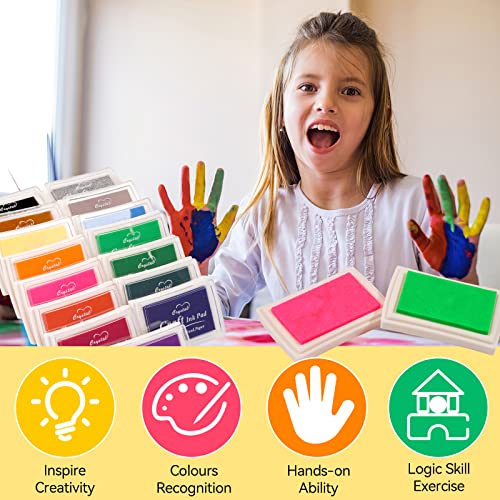 Vaktop Stempelkissen Bunt, Stempelkissen Kinder, Ungiftig Abwaschbar Fingerstempelfarbe 7,5 x 5,5 cm, Fingerabdruck Farbe Stamp Pad für Papier Handwerk Stoff Scrapbook DIY (15 Farben)