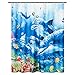 CHUN YI Digital Printed Polyester Waterproof Bathroom Shower Curtains 72x72 Bathroom Decoration with Rust Proof Hooks (Light Blue)