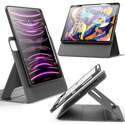 INFILAND for iPad Pro 12.9 Case 2022/2021/2020 (6th/5th/4th Gen), 12.9 inch ipad pro case, Removable Magnetic Cover, Vertical/Horizontal Adjustable Stand, Enhanced Viewing, Multiple Angles, Slate Cover
