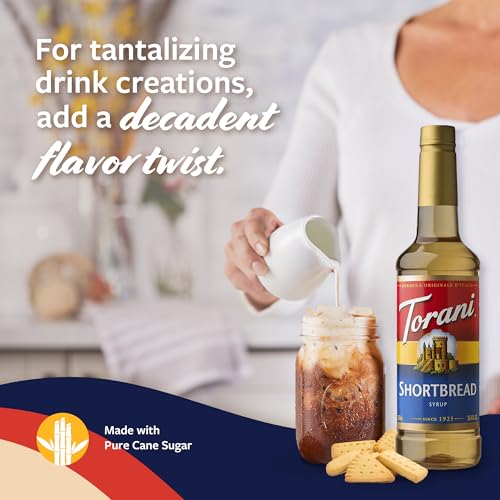 Image of Torani Coffee Syrup, Shortbread Flavored Syrup for Drinks, Pump Included, 25.4 Fl Oz