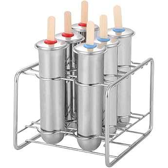 HiyyFloy Metal Ice Moulds Set of 6 Round Head Stainless Steel Ice Stick Holder Quick Freezing Ice Makers