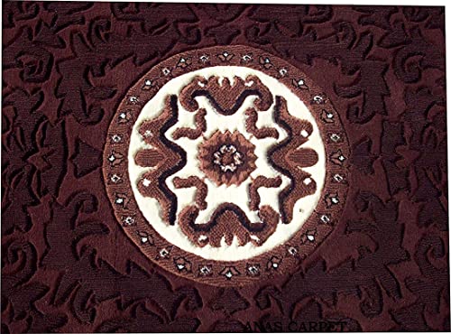 Image of Beautiful American Combination Floral Design Acrylic Touch Carpet for Living Room & Drawing Room with 1 Inch Thickness(180X240 Brown Colour) 6x8 Feet