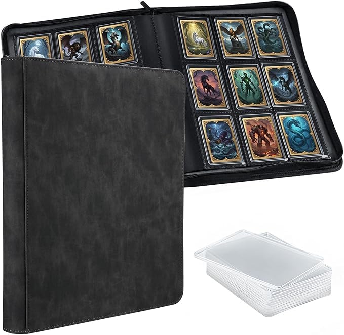 Wigearss Raccoglitore Album di Carte da Collezione per 216 Toploader, 9 Tasche con Custodie Rigide 3"x4" per Pokemon, Magic, Yugioh, MTG, TCG