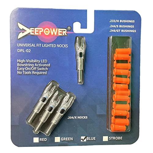 Deepower X Lighted Nocks For Arrows .204”/.233”/.244”/.246” With On/Off Switch 4-Pack With H, S, Gt Bushings #TOP5