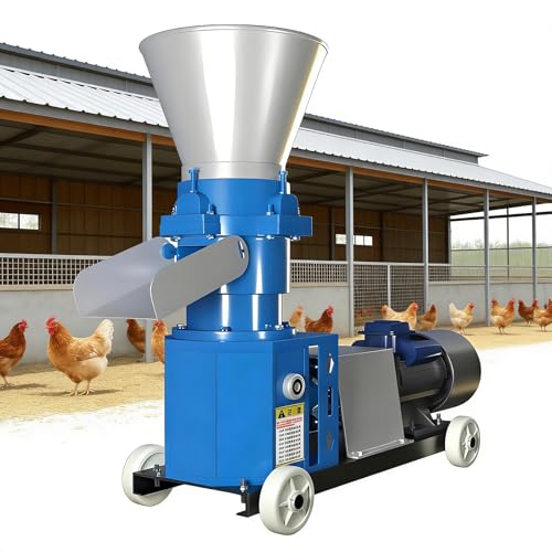 GESAIDES Pelletiermaschine mit 2 Walzenköpfen für Futtermittel, Geeignet für Geflügel, Nutztiere und landwirtschaftliche Betriebe, 4 kW, 100 kg/h 3mm