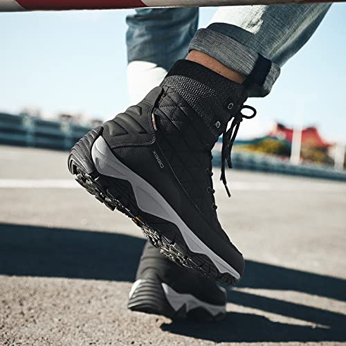 Autumn and winter outdoor snow boots warm anti-prevent shoes couple men and women wear ski shoes waterproof plus velvet hiking shoes Used to protect your feet ( Color : White plus velvet , Size : 10 )4