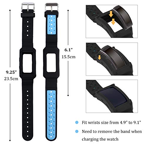 Wonlex Band For Samsung Gear Fit2 / Fit2 Pro, Silicone Replacement Watch Bands Strap Compatible With Galaxy Gear Fit2 Sm-R360 & Fit 2 Pro For Women & Men (Black/Blue) #TOP5