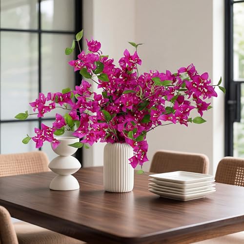 Image of Decor & More 2 PCS Artificial Flowers Bunch - Realistic Silk Bougainvillea Long Stem Artificial Flower Bunch Without Pot | Artificial Flower for Decoration | (Without Pot)