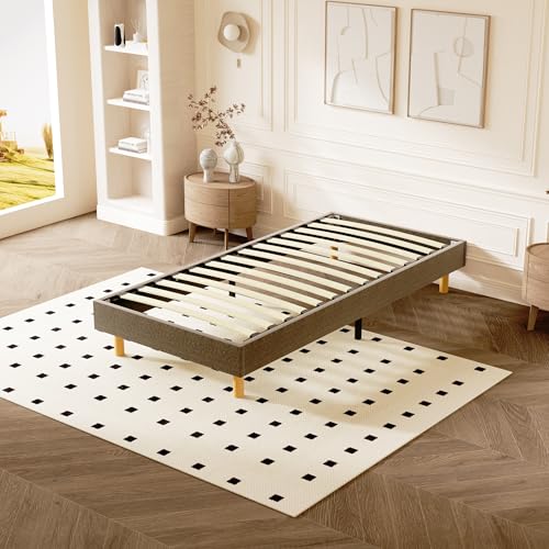 DEWINNER - Sommier Tapissier, Sommier 90x190, Solide et Confortable Lit 90 * 190cm - 1x14 Lattes avec 6 Pieds- Hauteur du Cadre de lit 29 cm - Brun