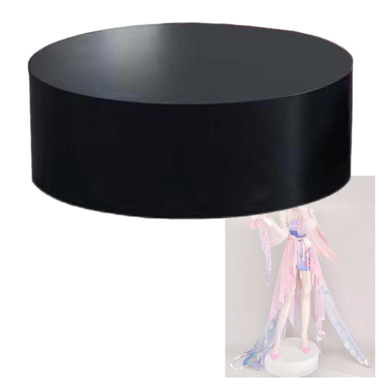 LYDBMYT Black Round Cylinder Pedestal Stand - 40x20cm Display Base for Clothing, Bridal Stores & Party Decorations - Sturdy, Stylish Mannequin Showcase for Events & Retail