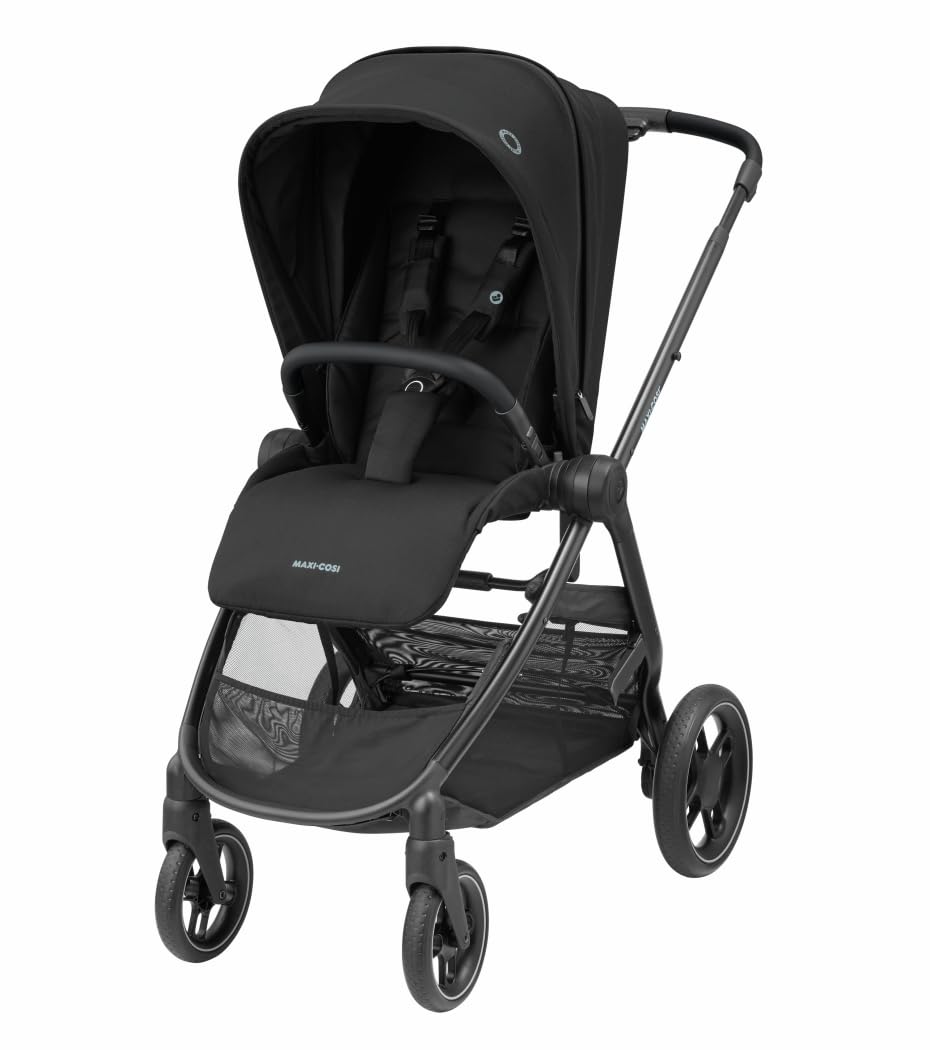 Maxi-Cosi Street Plus Poussette, 0-4 ans, 0-22 kg, pliable à une main, compatible avec tous les sièges auto bébé Maxi-Cosi, 3 positions d'inclinaison, Panier XXL spacieux, Essential Black Bébé et