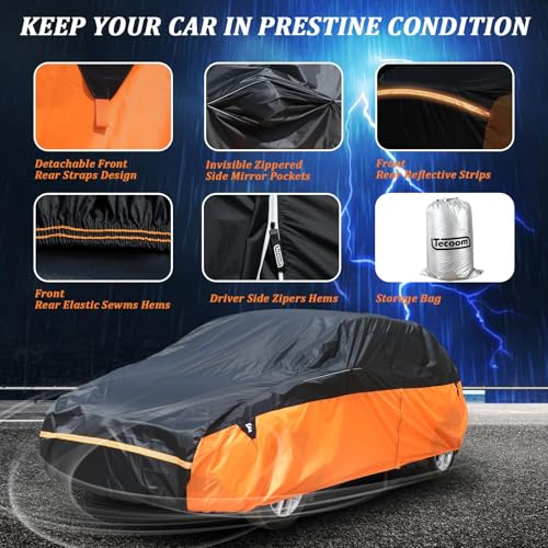 Image of Waterproof Car Cover for Automobiles, All Weather Full Exterior Covers Fit for Toyota Camry Chevrolet Malibu Honda Accord, Universal Windproof Rain Sun UV Protection Car Covers Fit 191 inch-200 inch Sedan