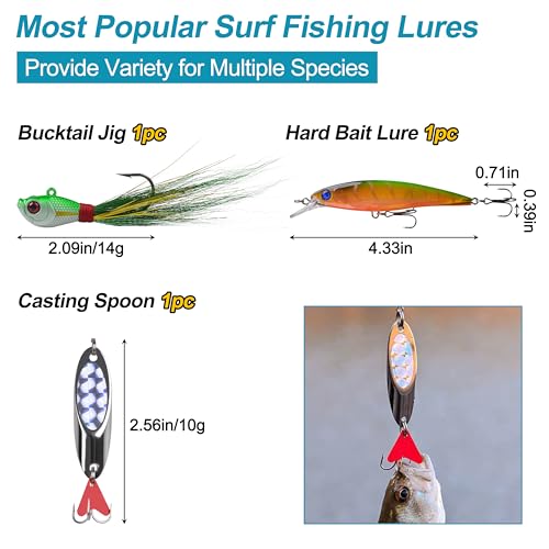 Kit de Señuelos para Pesca en Surf JOGFFDE 161 Piezas con Accesorios para Pesca en Agua Salada miniatura 3