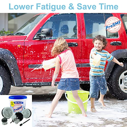 Prosmf Drill Brush Set Car Detailing - Scrub Brush For Drill - Power Scrubber Drill Brush Attachments - Tires - Wheel - Rim - Glass - Carpet - Upholstery - Automotive - Detail - Soft White Bristles #TOP7