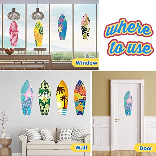 8 Pcs 9 1/2" x 28" Surfboards Cut Out Cardboard Tropical Beach Decorations Surf Board Wall Decoration Hawaiian Party Wall Decor Graphics Surfboard Sign for Summer Pool Surf Party - Thumbnail 3