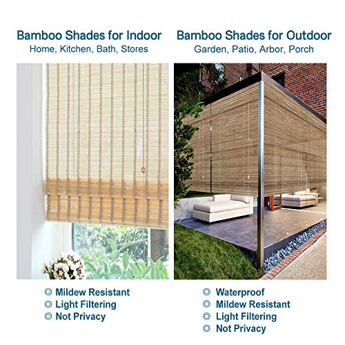 Letau Wood Window Roman Shades, Bamboo Light?Filtering?Window Blinds For Indoor Home, Office, Kitchen, Pattern 2 #TOP5