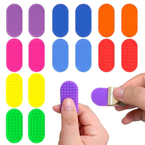 16 Pcs Textured Sensory Stickers for Adults,Colored Silicone Adhesive Sensory Stickers Different Textures,Anxiety Relief Autism and Fidget Calm Strips,Great for Work,Office,Rewards,Gifting