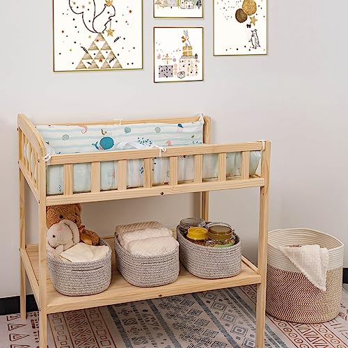 CubesLand Rectangle Organization/Storage Basket, Natural Cotton Rope Woven Baskets for Organizing, Small Basket for Kids, Baby Nursery, Cat Dog Toy Baskets, Organizer Bins for Shelves 3Pc Light Brown by CubesLand - Image 2
