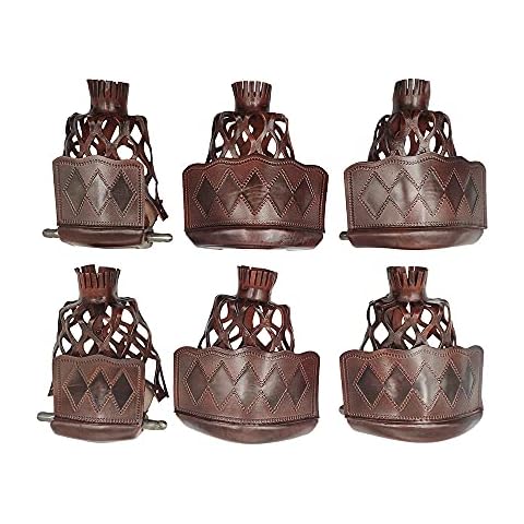 Pool Table Leather Pockets Diamond Pattern Shield, Leather Billiard Pockets Made with Real Leather, Set of 6,Walnut Cover