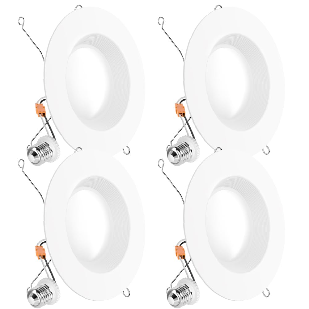 Sunco 6 Inch LED Recessed Light, Retrofit Downlight Can Lights for Ceiling, Baffle Trim, 1050 LM, 13W (75W Equivalent), 5000K Daylight, Dimmable, Damp Rated UL 4 Pack