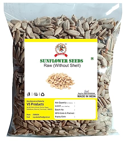 VS Products Sunflower Seeds Without Shell, (750grams), Surajmukhi ke Beej, Raw Sunflower Seeds, Helianthus Annuus Flower Seeds Whitout Shell, Healthy Snacks, 750gm