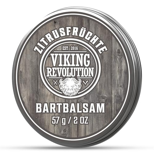 Viking Revolution Beard Balm - All Natural Grooming Treatment with Argan Oil & Mango Butter - Strengthens & Softens Beards & Mustaches - Citrus Scent Leave in Conditioner Wax for Men - 1 Pack