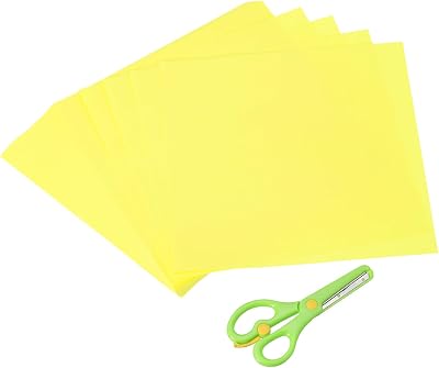 MECCANIXITY 100 Sheets Bright Yellow Origami Paper with Scissor, 6x6"