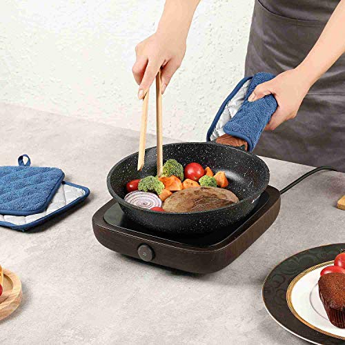 Veikery Oven Pot Holders 100% Cotton,7X7 Inches,3 Packs,Perfect For Cooking, Baking, Serving, Bbq Or Dinner Party (Blue, 3) #TOP4