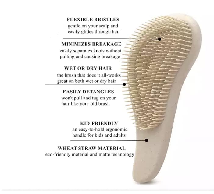 Miniatura 3 de Cepillo desenredante ecológico con masajeador de cuero cabelludo, nudo anitario para un cabello suave y sin encrespamiento, exfoliante para cuero
