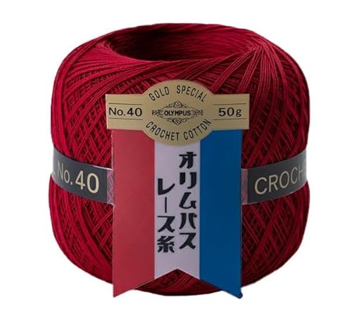オリムパス製絲 金票 レース糸 #40 Col.192 レッド系 50g 約445m