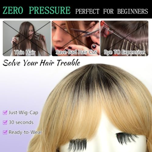 Image of AISI HAIR Bob Curly Wig with Bangs Short Wavy Wigs for Women | 14 inch, Ready to Wear, Heat Resistant Fiber Hair, Shoulder Length wig, Natural Appearance, Beginner Friendly for Daily