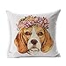 Produktbild Generic Dekokissen Abdeckung Square Nose Adorable Beagle Hund Blume Blumenkranz Wildlife Breed Bride Canine Design freundliche Kissenbezug Home Decor Kissen Fall 18 x 18 Zoll